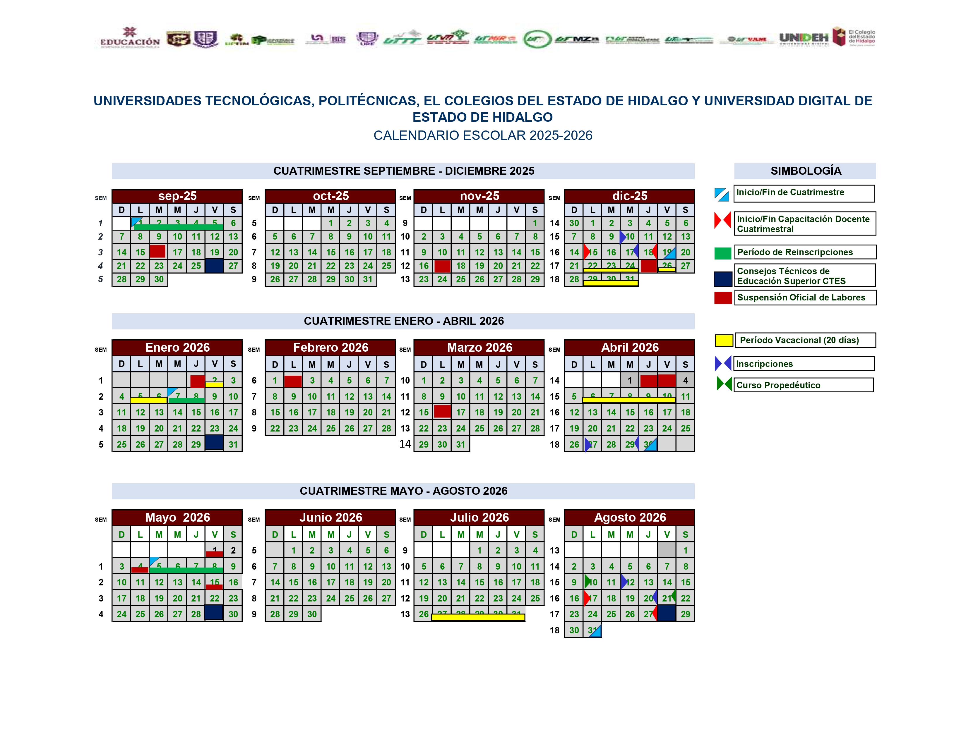 Calendario UTMiR